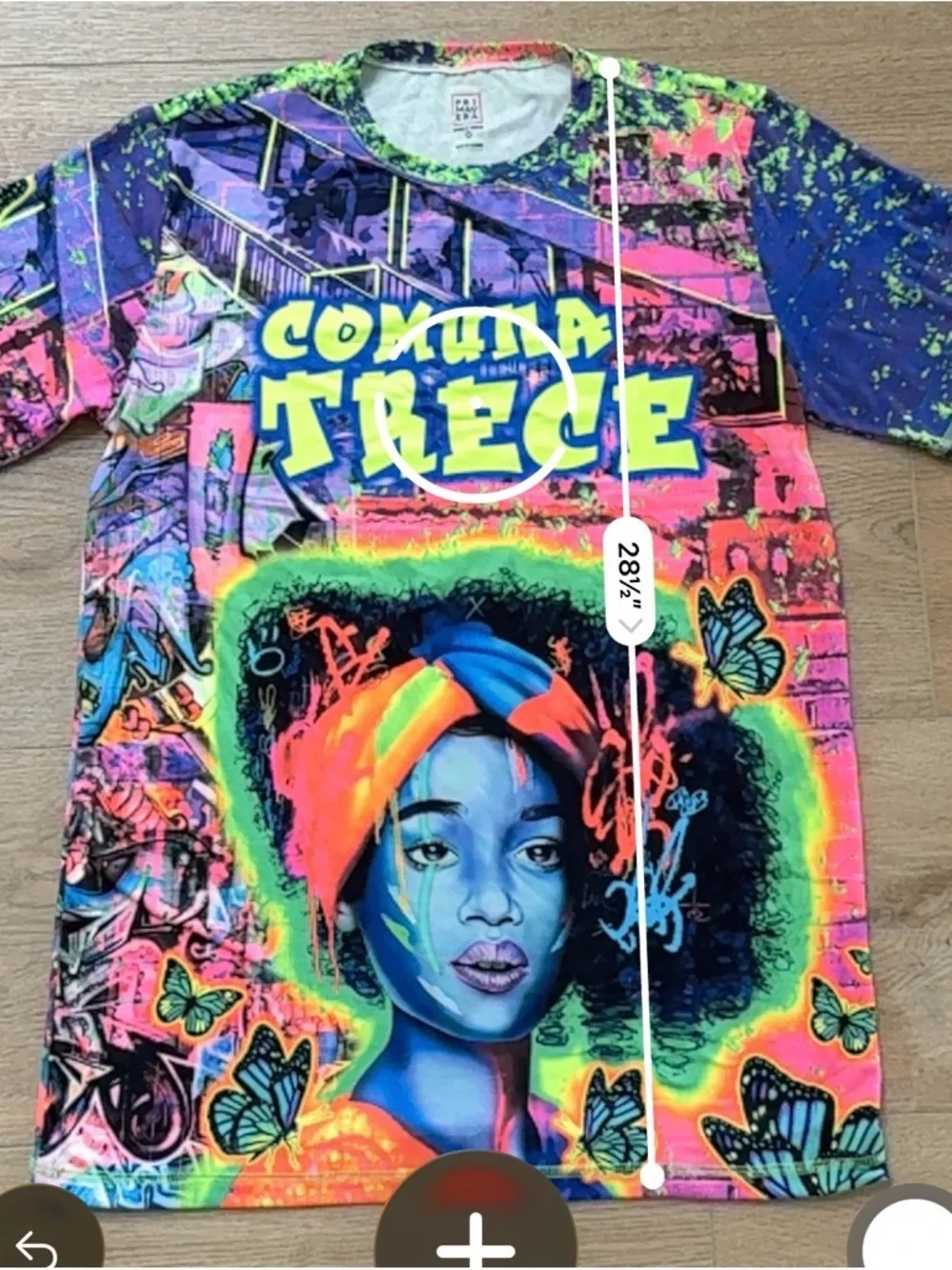 Medellín Comuna 13 T-Shirt Mens M All Over Print Neon Graffiti Colombia AOP